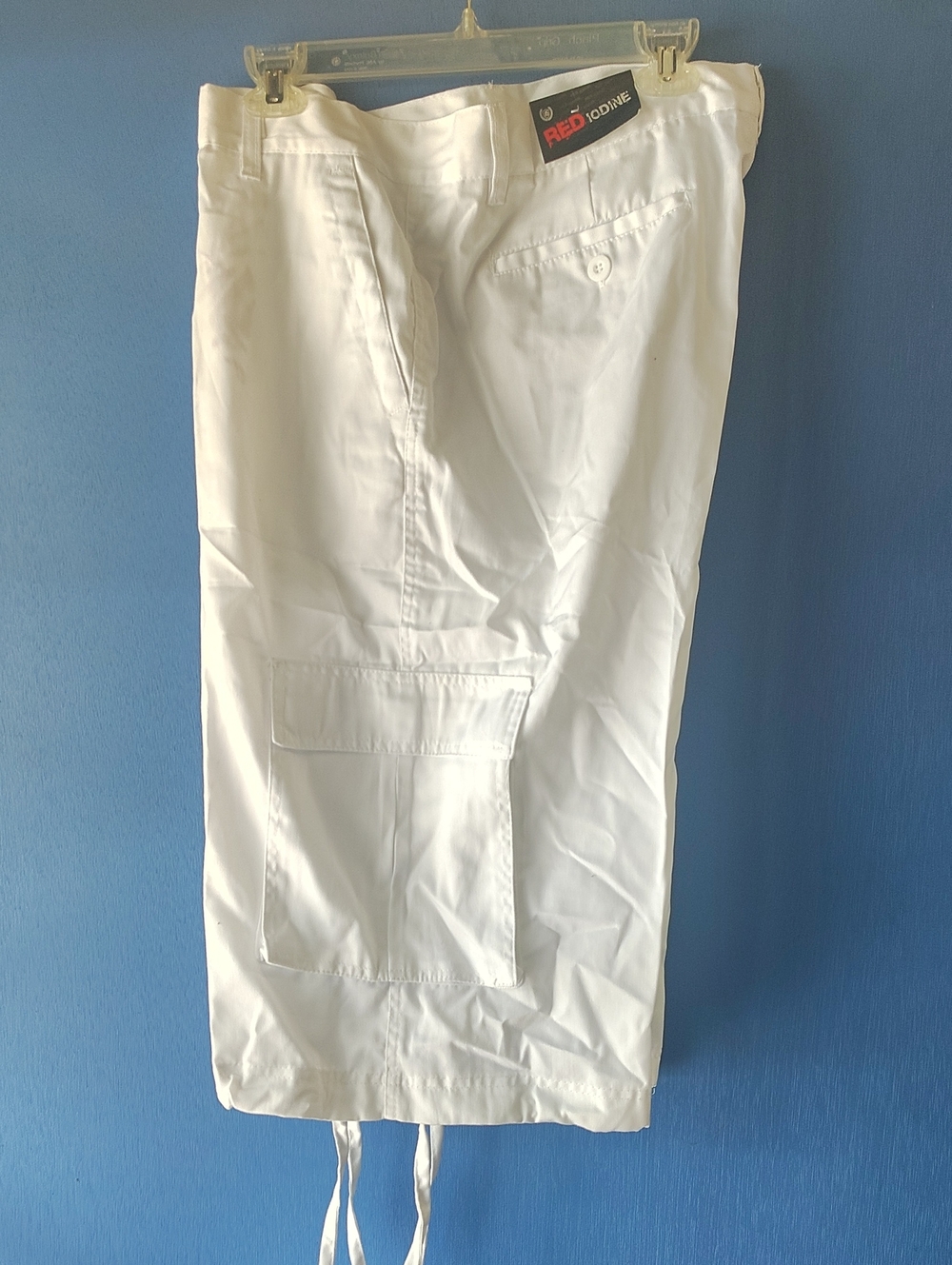 Red Engine White Cargo Drawstring Skirt with Front Pocket
